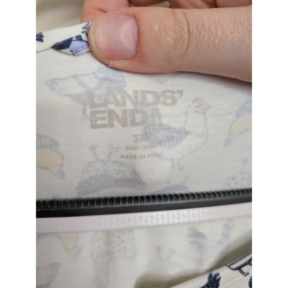 Lands End 100% Cotton Nightgown Sleep Dress in Blue White Chicken Print 3X - Picture 2 of 6